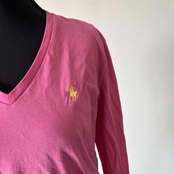 Ralph Lauren Sport Womens Babydoll Long Sleeve Top Size Medium Pink Preppy Y2K - Picture 3 of 11